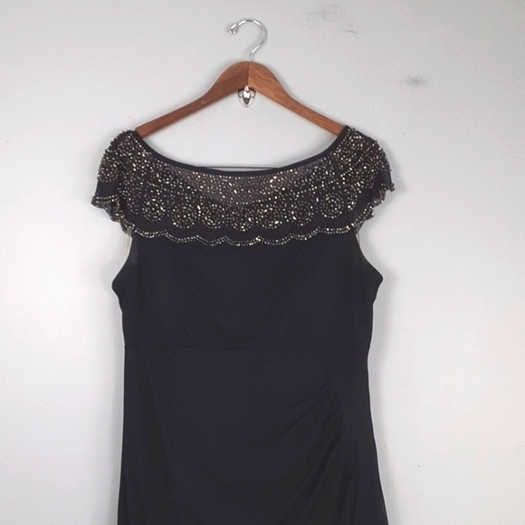 MSK Special Occasion Black Scoop Neck Detailed Embellished NeckLine Maxi Dress - Picture 1 of 10